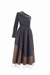 Fendi Tek Omuzlu Volanlı Maksi Elbise Siyah - 36